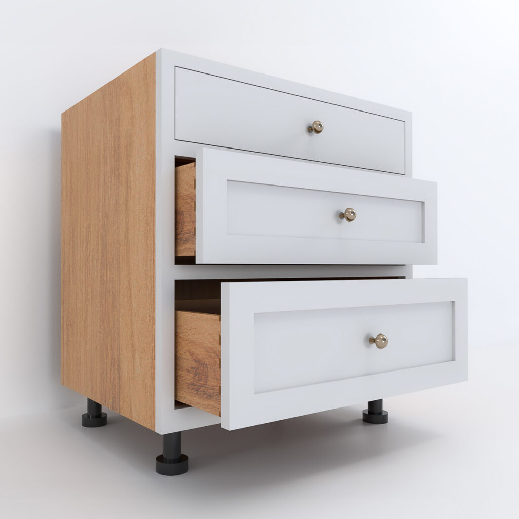 3 Drawer Base Cabinet | The White Kitchen Company