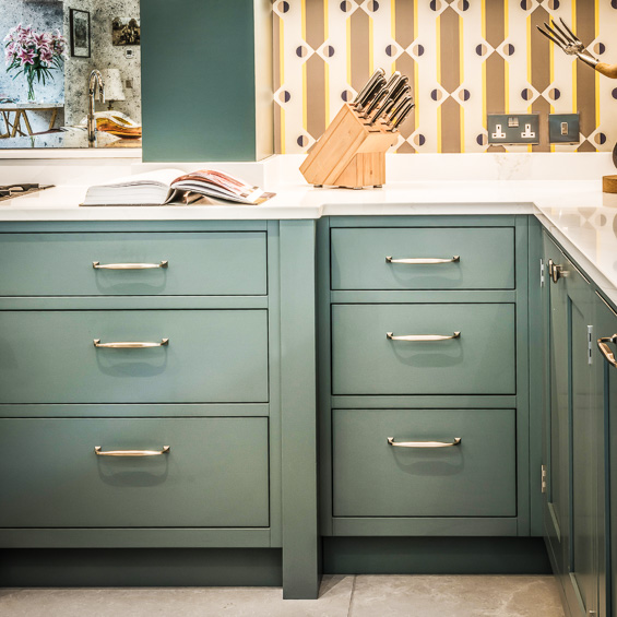 Green kitchen cabinet from the fusion range